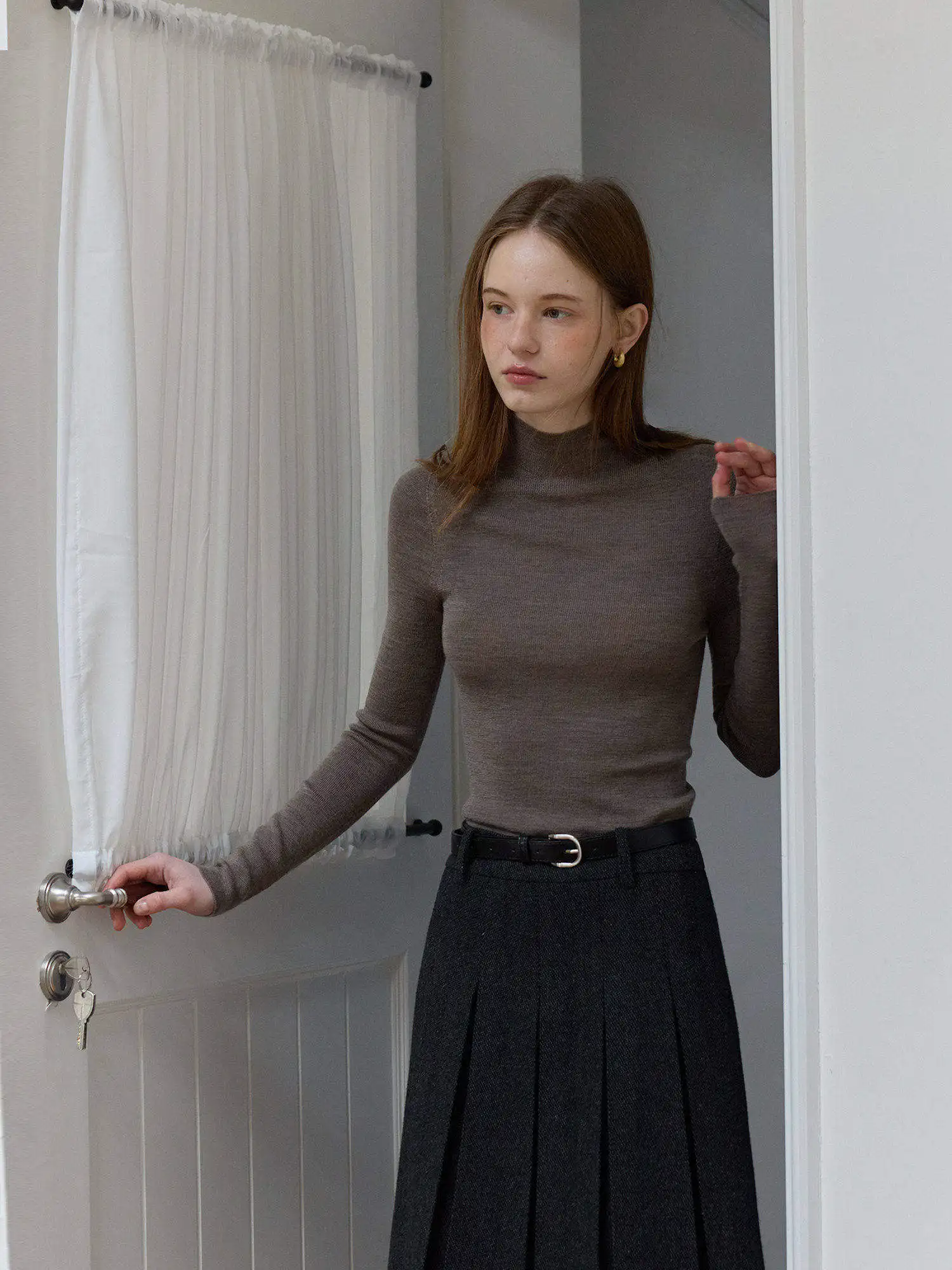 

Женский шерстяной свитер-боди Sl One-Piece из пряжи Yangzi с высоким воротником, облегающий, приятный к телу, для осени и зимы