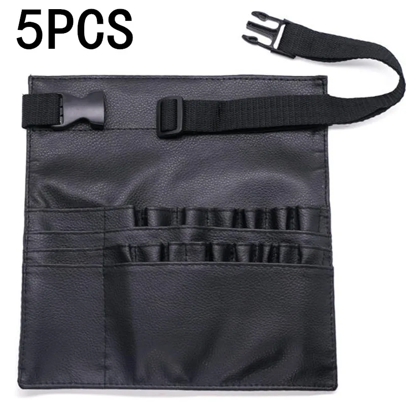 Bolsa de cosméticos de cuero PU negra, bolsa de cintura para brochas de maquillaje con cinturón para maquillador, bolsa para tijeras de mascotas de gran capacidad, 1/2/3/5 Uds.