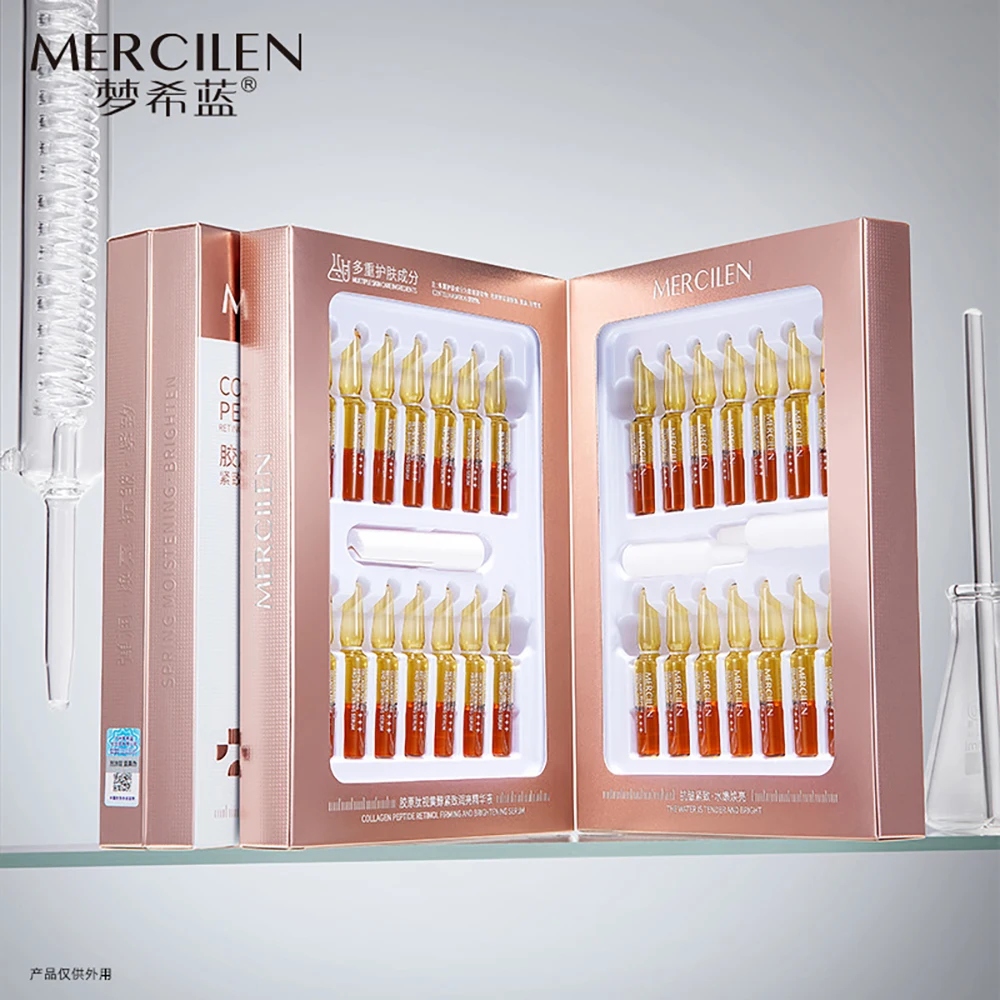 28Pcs Collagen Peptide Retinol Tightening Moisturizing Essence Ampoule Solution For Diminishing Fine Lines Brighten Skincare