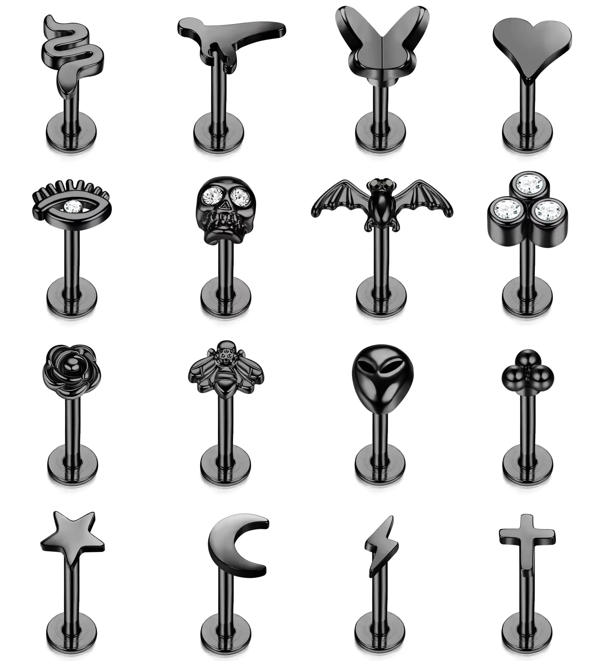 1 peça de joias de piercing tragus, brincos de cartilagem hélice feminina e masculina, pregos de nariz, anéis labiais medusa de aço inoxidável