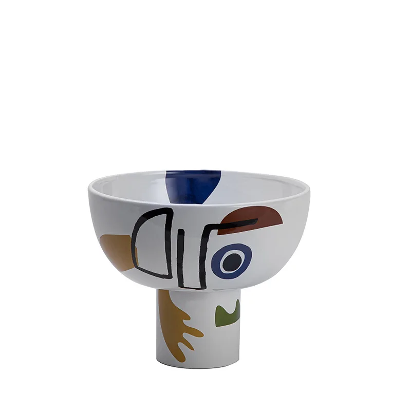 

New color ceramic face vase, creative, cute and interesting, modern home flower ware fruit plate