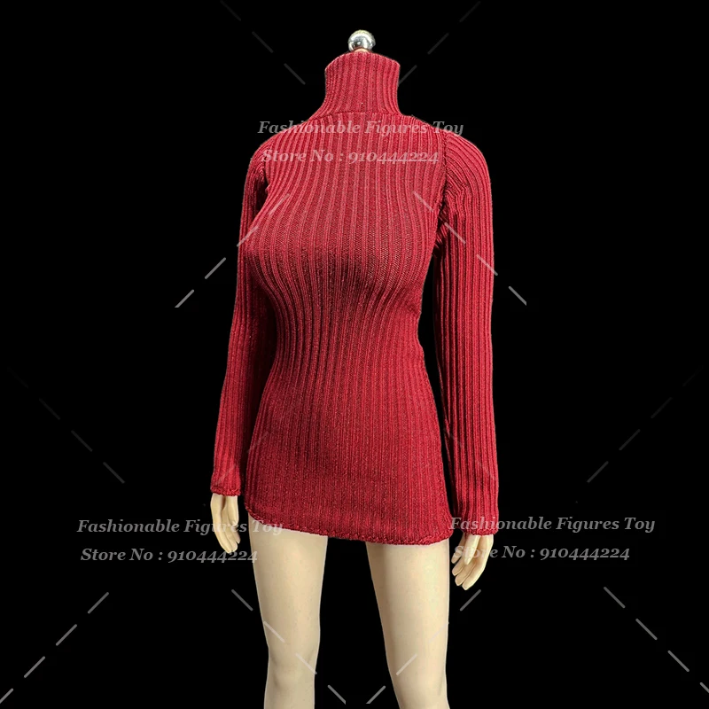 1/6 النساء الجندي آدا وونغ الأحمر عالية الرقبة فستان طويل الأكمام سترة أحذية سوداء برقبة ملحق صالح 12 بوصة عمل نموذج لجسم اللعب