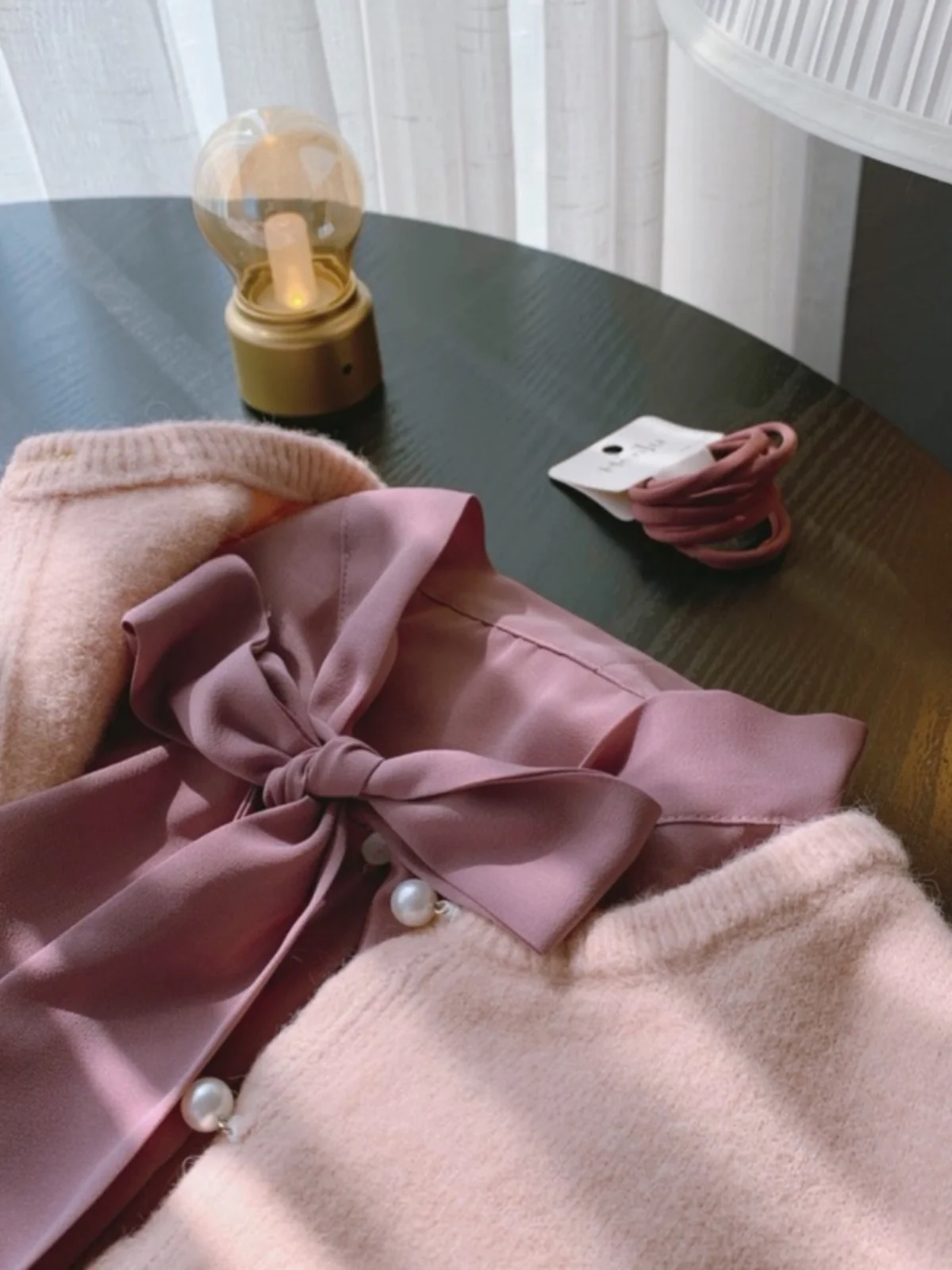 

Винтажная женская блузка Ele в однотонном фиолетовом цвете, с узлом, длинными рукавами и узором «снежинка», художественный топ