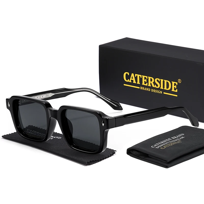 CATERSIDE Vintage Herren Quadratische Sonnenbrille Marke Design Tempel Tipps Sonnenbrille Damen Outdoor Reise Party Brillen UV400 – Detail 9