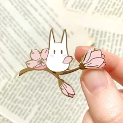 Beautiful Sakura Tree Branches Cat Hard Enamel Pin Kawaii Cartoon Flowers Badge Anime Animal Brooch for Jewelry Fans Collection