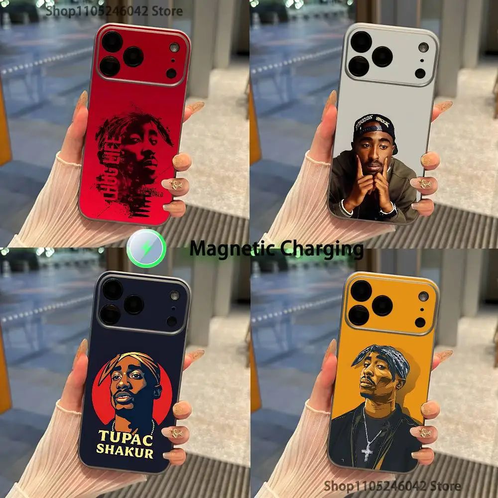 

2pac Tupac Shakur Rap Rapper For iPhone 17,16,15,14,13,12,11,Pro,Max,Plus Transparent gray Phone Case Magnetic Wireless Charging