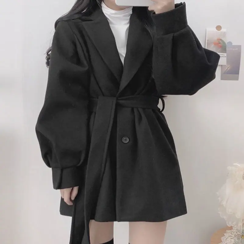 خندق المرأة الصلبة الخريف فضفاض الترفيه كل مباراة Harajuku شيك BF Feminino معطف الملابس لسيدة عادية خمر وشاحات بسيطة