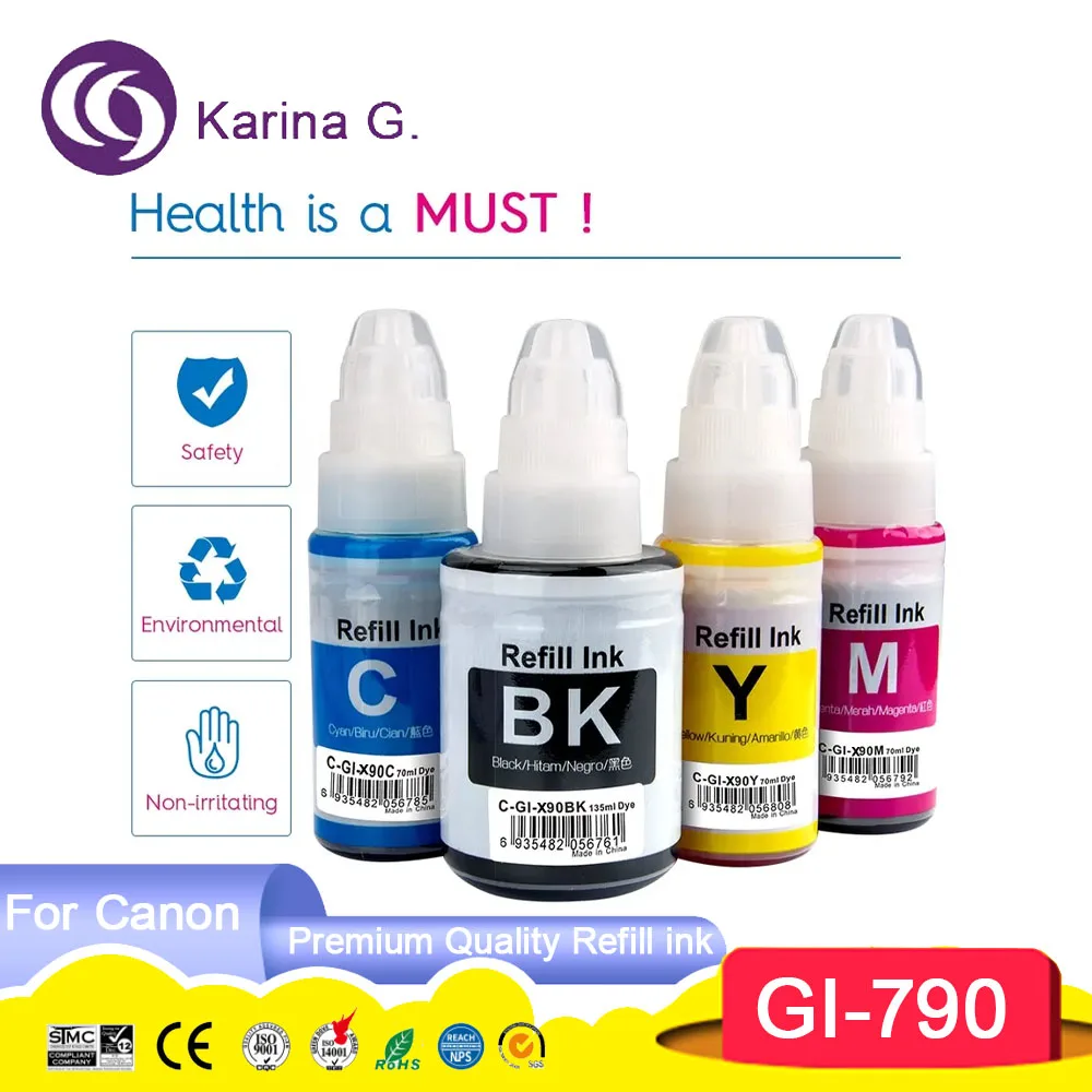 GI 790 GI790 GI-790 Premium Compatible Color Refill Ink For PIXMA G1000/G1010/G2000/G2002/G2010/G3000/G3010/G4000/G4010 Printer