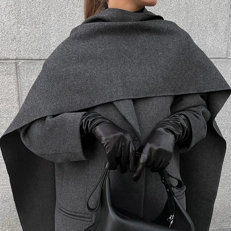 2026 Autumn/winter Outfit: Old Money Style Oversized Shawl Necklace Wool. Coat Summer Dresses 2026 Y2k、 Outfits Robe Clothes