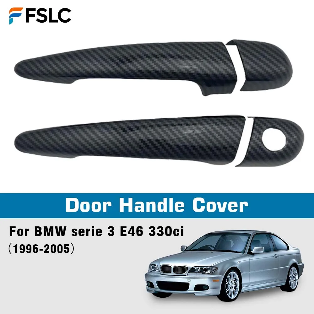 سيارة الديكور غطاء مقبض الباب لسيارات BMW Serie 3 E46 330ci 1996-2005 اكسسوارات السيارات ألياف الكربون ملصقات التصميم الخارجي #1