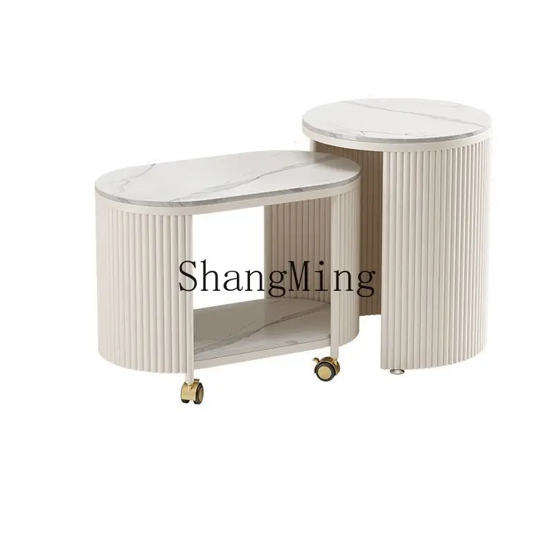 

ZYY light luxury rock slab sofa corner few small apartment movable side living room minimalist modern trolley coffee table