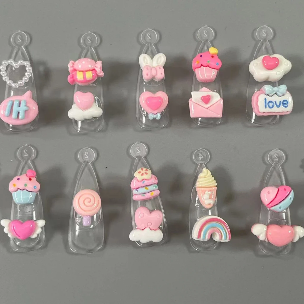 Boîte à Nail Art en Résine Rose pour Salon de miles, 154 Pièces, Mini Dessin Animé, Nuage d'Amour, Nministériels d Papillon, Bonbons, Kawaii, Creux, Perle, Cœur, Mélange