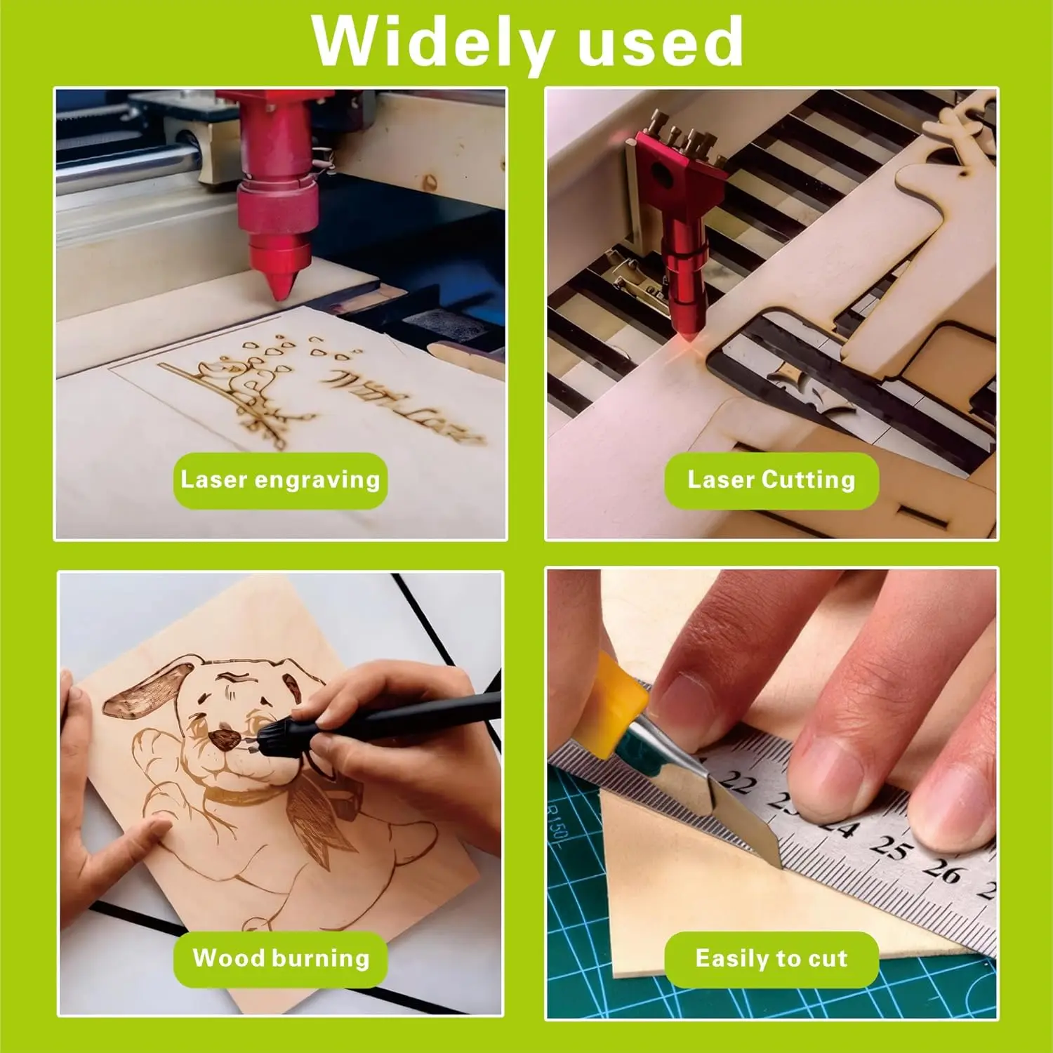 Pacote com 36 Folhas de Madeira de Balsa 1/8\", 12x12 Polegadas, Compensado de 3mm para Corte a Laser e Artesanato