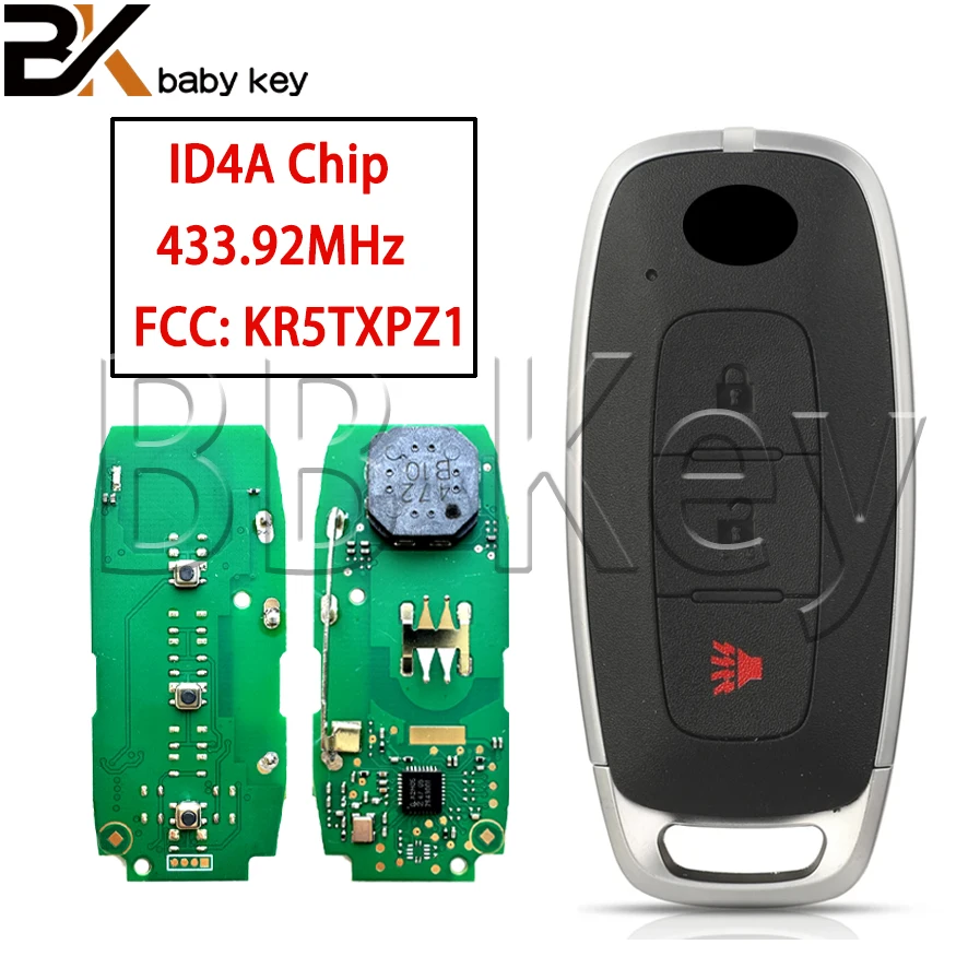 BB Key FCC ID: KR5TXPZ1 Smart Remote Key 2+1 Buttons 434Mhz ASK 4A Chip For 2022-2023 Nissan Versa Pathfinder Rogue Kicks