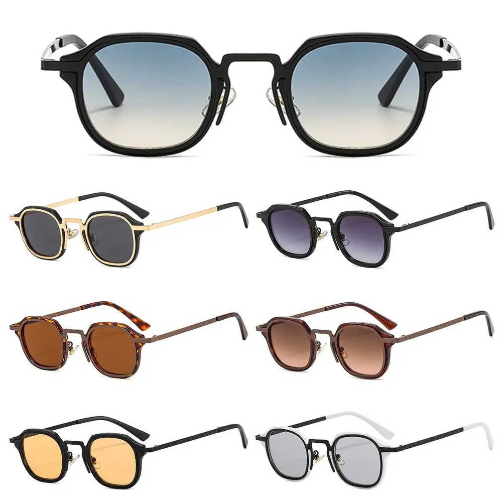 Künstlerische Sonnenbrille mit kleinem Rahmen, Vintage-Sonnenbrille mit Metallrahmen, kleine quadratische Sonnenbrille, UV400-Schutz, Punk-Sonnenbrille zum Fahren