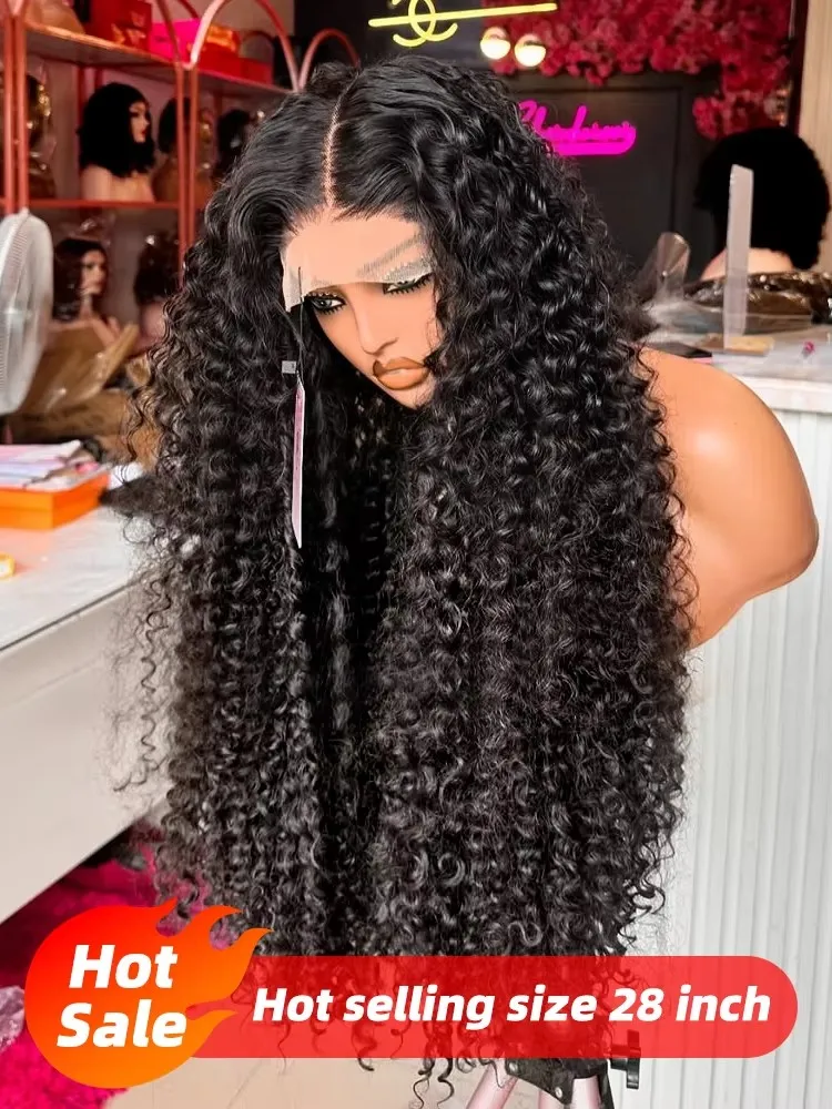 

250 Density 30 40 Inch Curly Wigs 13x6 HD Transparent Lace Frontal Human Hair Deep Wave Frontal Wig Raw Remy Brazilian For Women