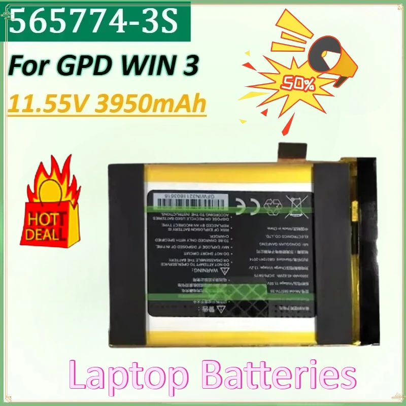 

High Quality Laptop Battery 565774-3S 11.55V 3950mAh 45.62Wh for GPD WIN3 Win4 Win3 Handheld Gaming Laptop GamePad Tablet PC