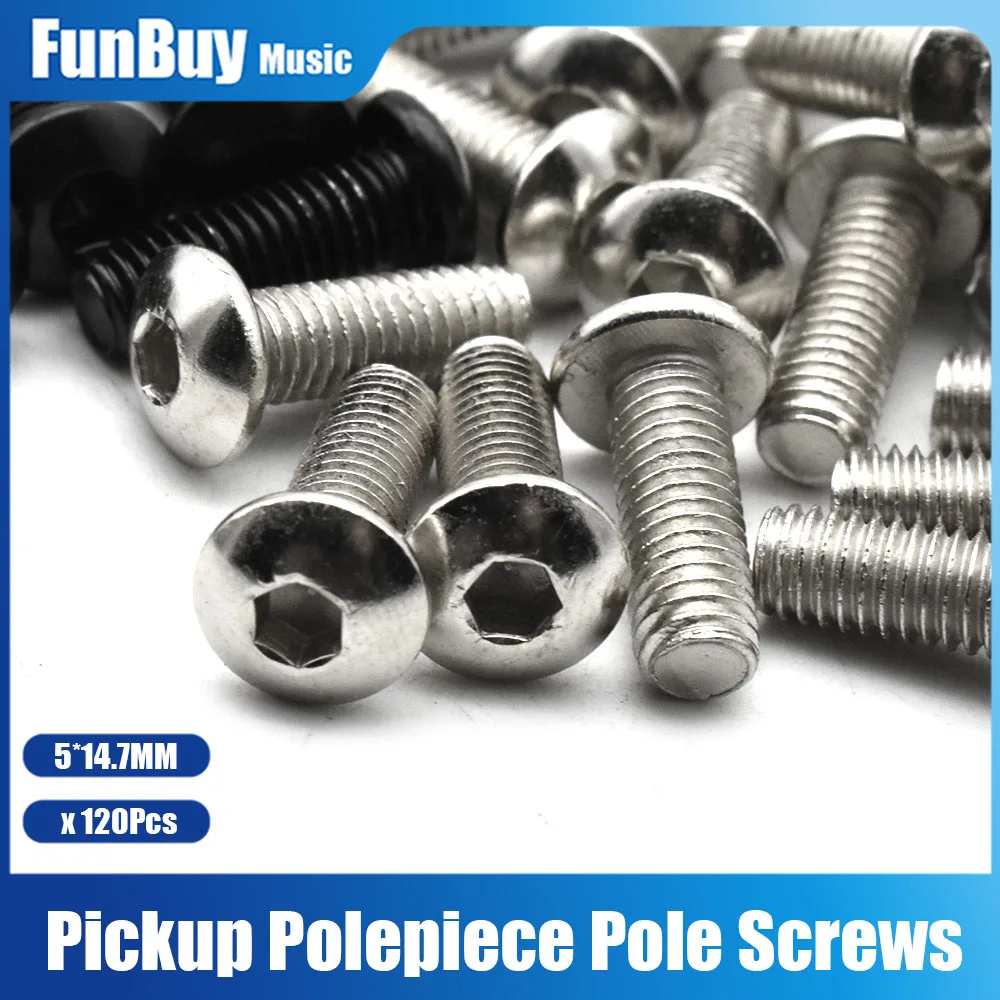 120pcs lectric Guitar Humbucker Pickup Polepiece Screws Style Guitar Pickup Screws 5*14.7MM Electric Guitar Parts