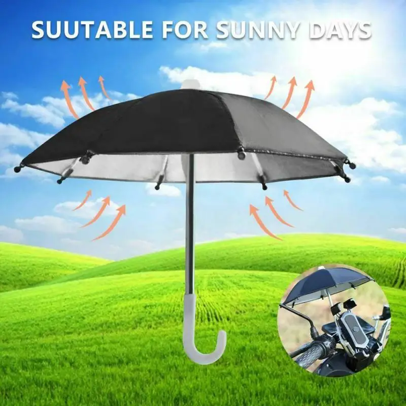 Mini Motorcycle Mobile Phone Holder Sun Shade Color Parasol Riding Portable Waterproof Locomotive Bracket Umbrella