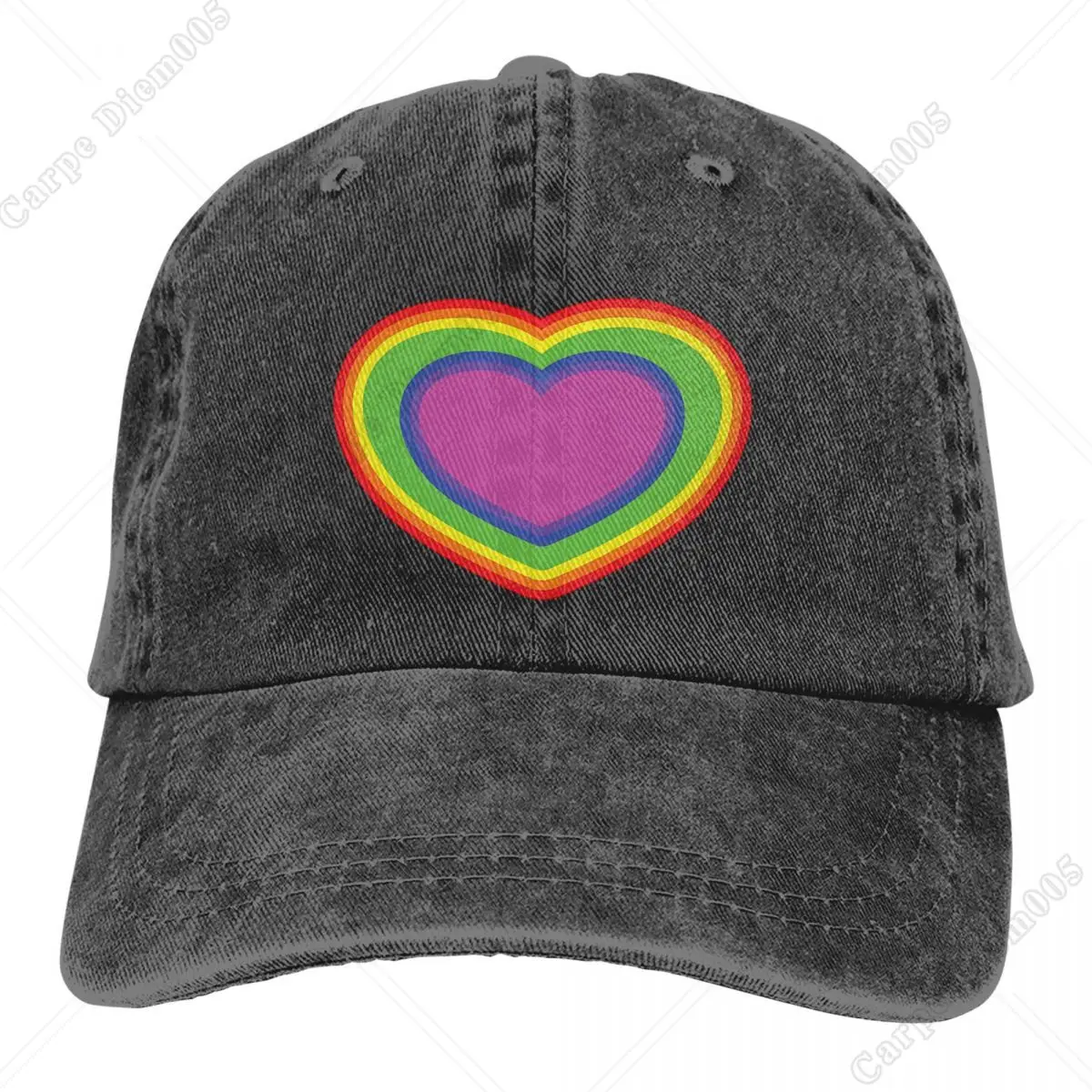 

Colorful Rainbow Heart Baseball Caps Peaked Cap Heart Sun Shade Hats for Men