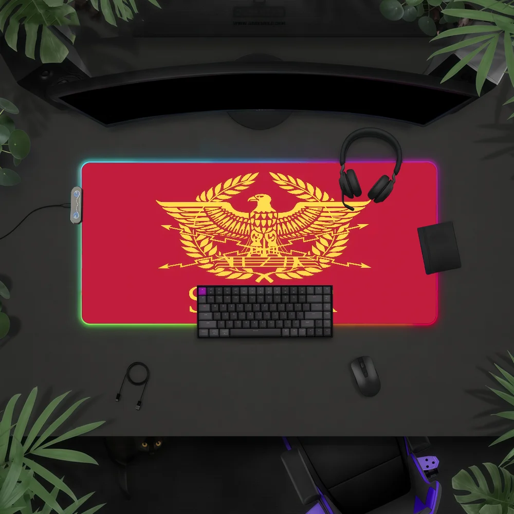 SPQR  Mouse Pad Waterproof RGB LED Light Colorful Game Keyboard Non-slip Cover Desk-mat Surface