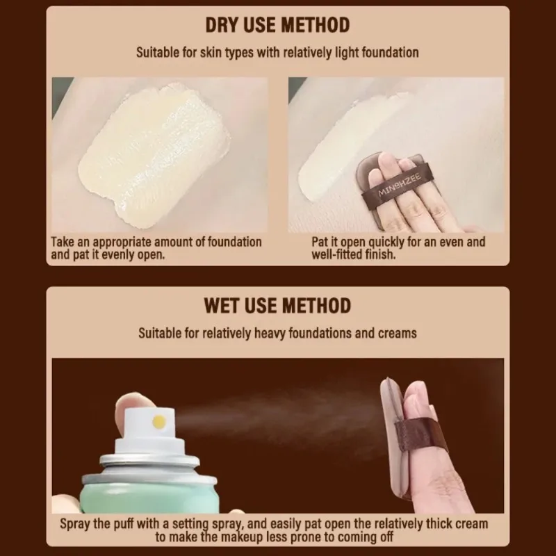 พัฟแต่งหน้า 1/4/6 ชิ้น สำหรับรองพื้นแบบคุชชั่น ฟองน้ำกำมะหยี่เนื้อช็อกโกแลต พัฟแป้งฝุ่นแบบฟล็อกกิ้ง อุปกรณ์แต่งหน้า