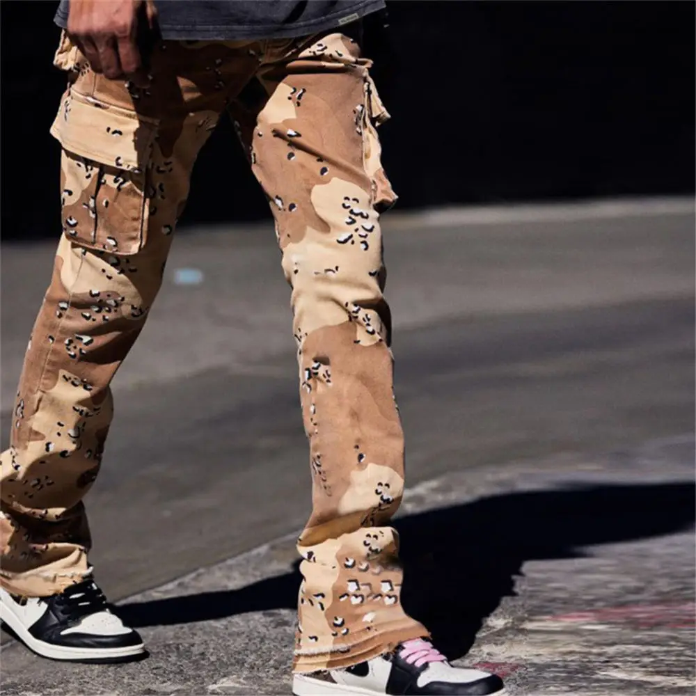 2023 Camo Cargo Pants Large Size 3XL Straight Trousers Camouflage Print Large Pockets Streetwear Popular Bottoms