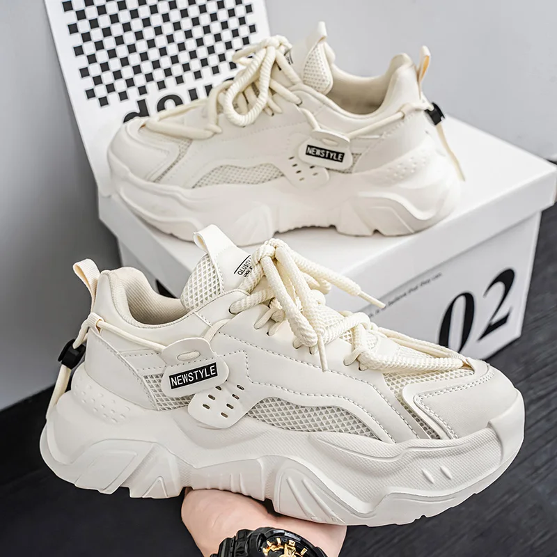 

Men's Summer Trendy Thick Bottom Sports Shoes Breathable Casual Net Face Old Dad Cool Shoes Men's Leisure Work Boots