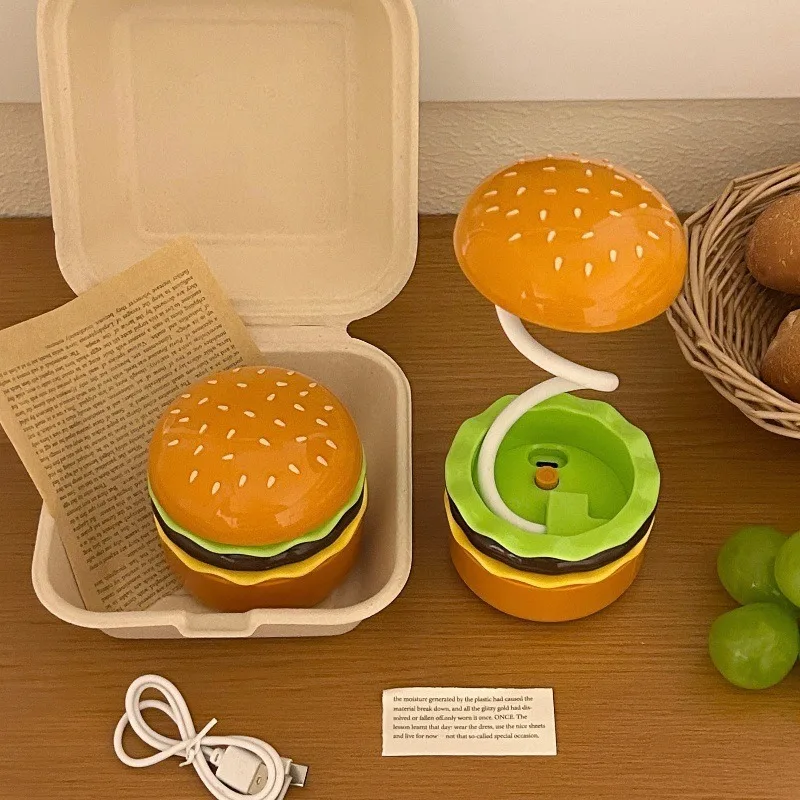 Retro Table Light Hamburger Creative Desktop Lamp Students Bedroom Desk Dorm Bedside Study For Decoration Small Table Lamps