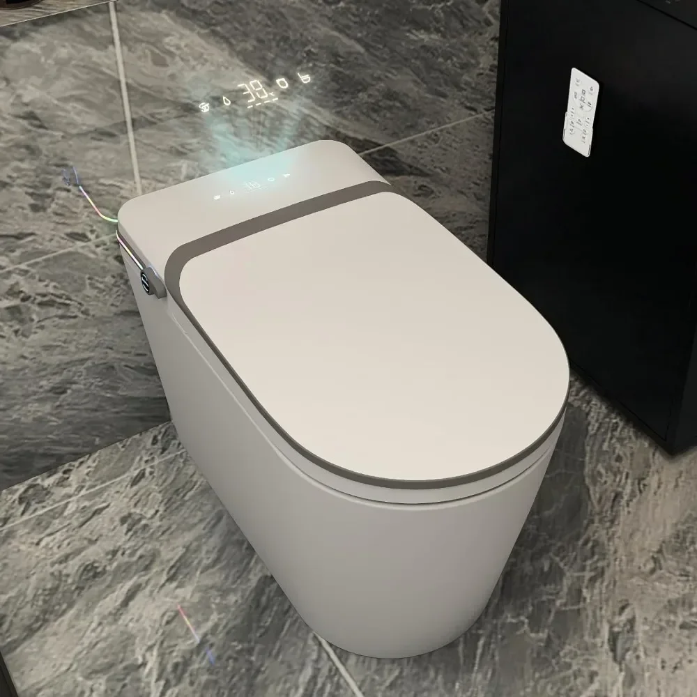 Bidet Toilet with Bidet Built in, Auto Open/Close, Heated Seat, Automatic Flush Bidet Toilet, Warm Water, Smart Toilet