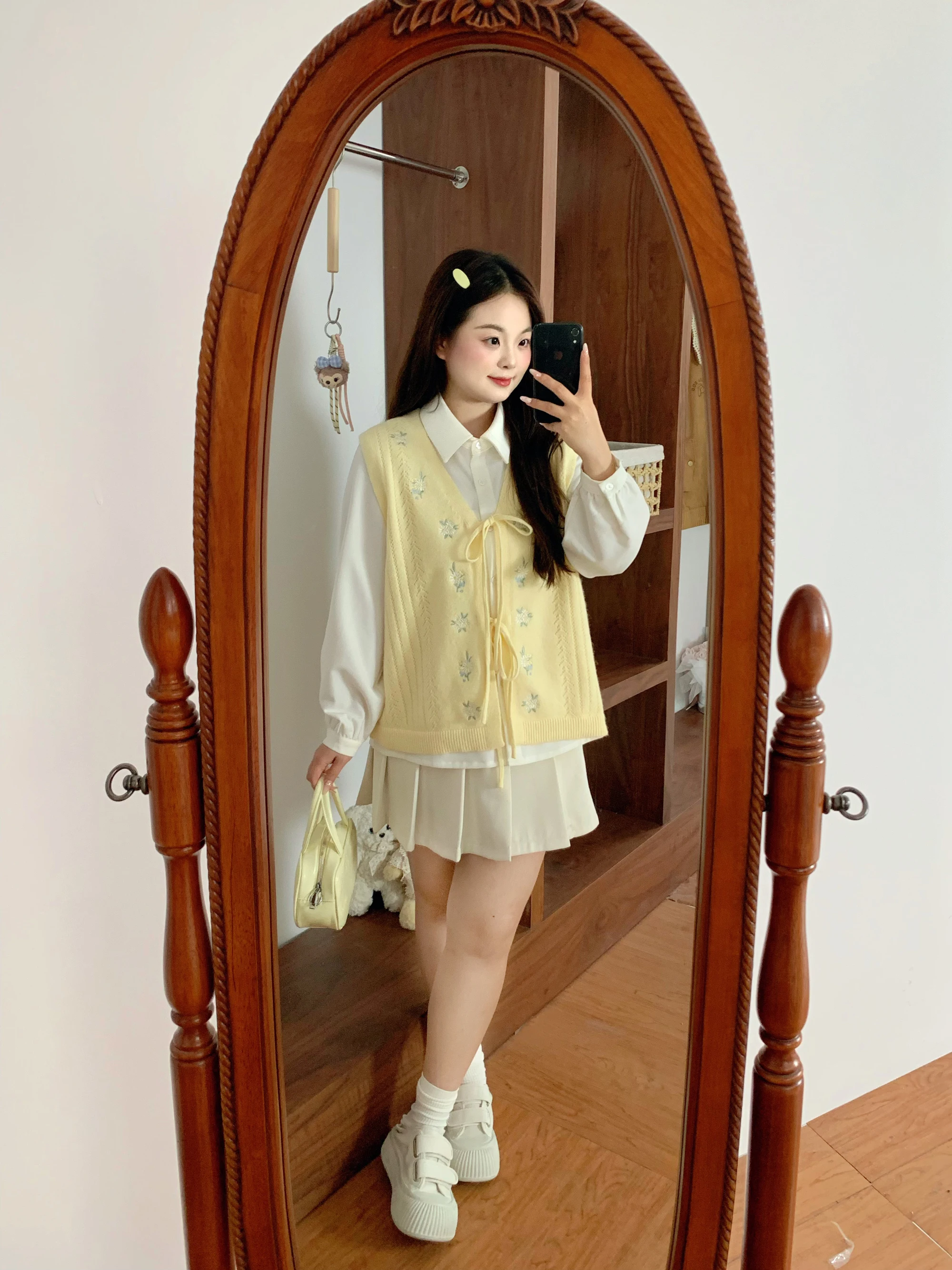 

plus Size Knitted Vest with Belt V-Ne Embroidered Knot Retro Zipper Women's Faion Summer Set Body pe