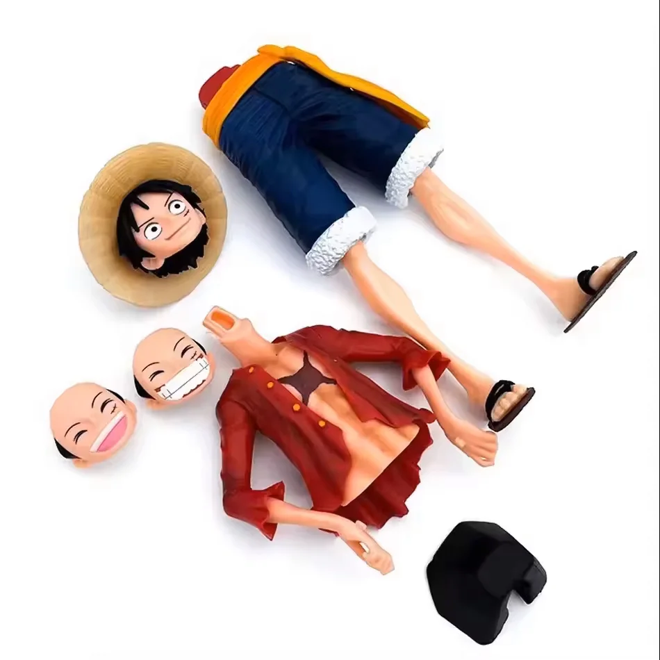 28cm One Piece Anime Figure Confident Smiley Luffy Three Form Face Changing Action Figurine Dolls PVC Model Toy Collection Gifts