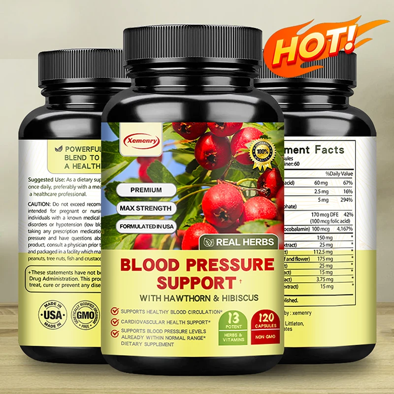 Blood Pressure Support - Contains Hawthorn and Hibiscus Flowers, Promote Blood Circulation and Maintain Healthy Blood Pressure