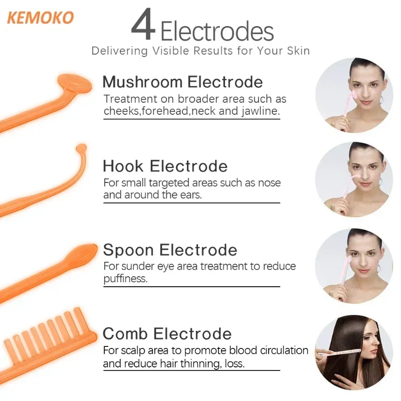 Machine qualifiée ale portable pour la thérapie de la peau morte élevée, baguettes d'électrothérapie à micro-courant, élimine l'acné et les déformations, 4 en 1