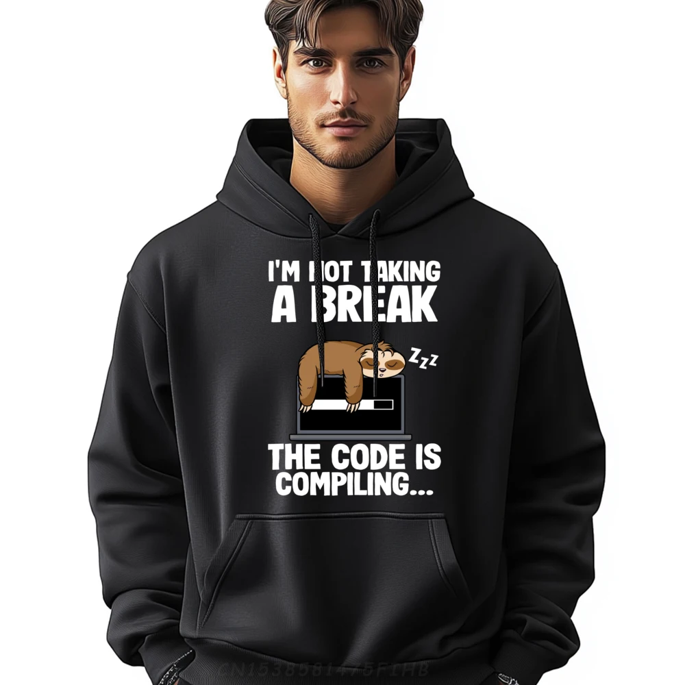 

The Code Is Compiling Coder Sloth Coding Funny Programmer Fall Clothes Aesthetic Durable Christmas Hoodie Big And Tall