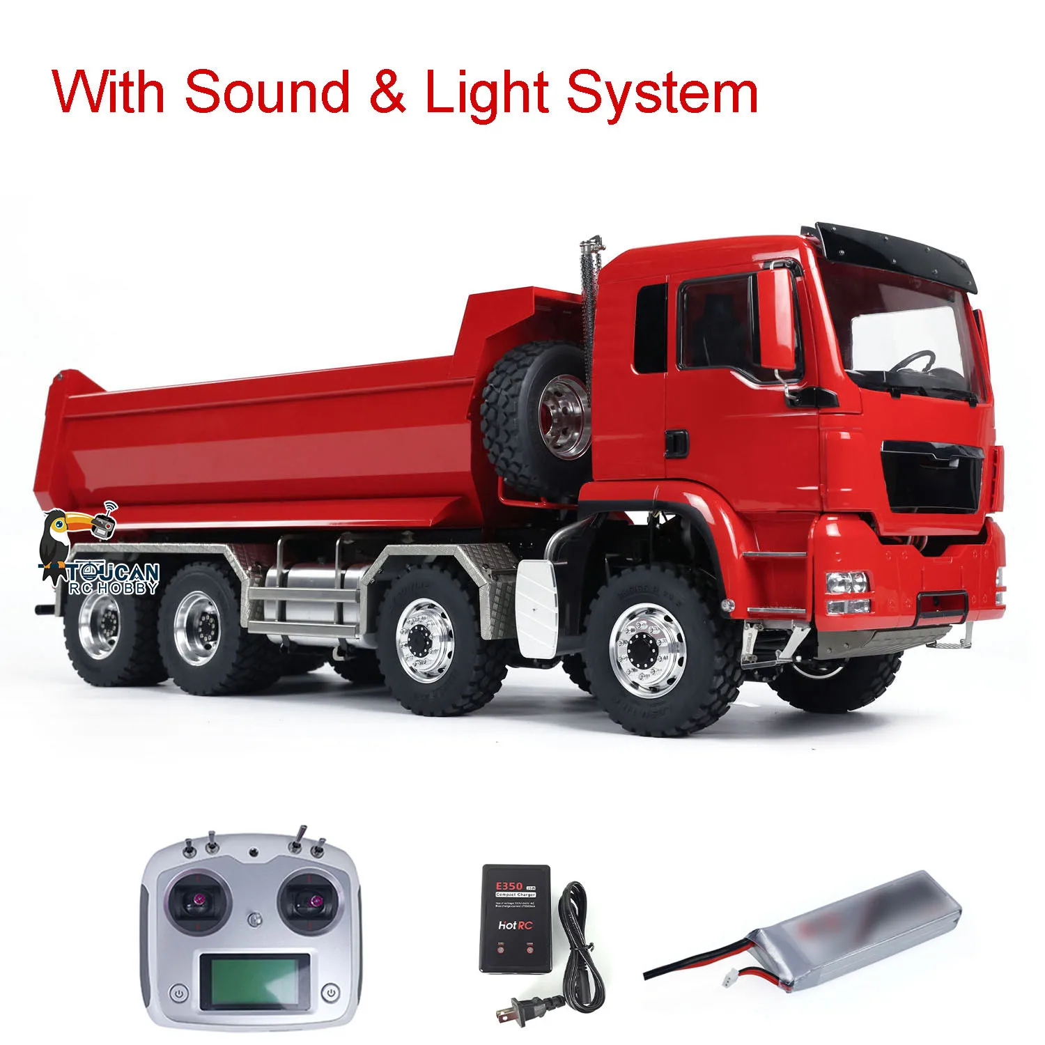 SALE LESU 1/14 Scale Hydraulic RC Dumper Truck 8x8 with Light Sound System Battery RTR Remote Control Tipper Car Model THZH1888