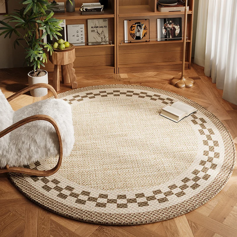 Round Japanese Coffee Table Anti Fouling Carpet Light Luxury Modern Living Room Anti Slip Carpets 2024 New Retro High End Rug