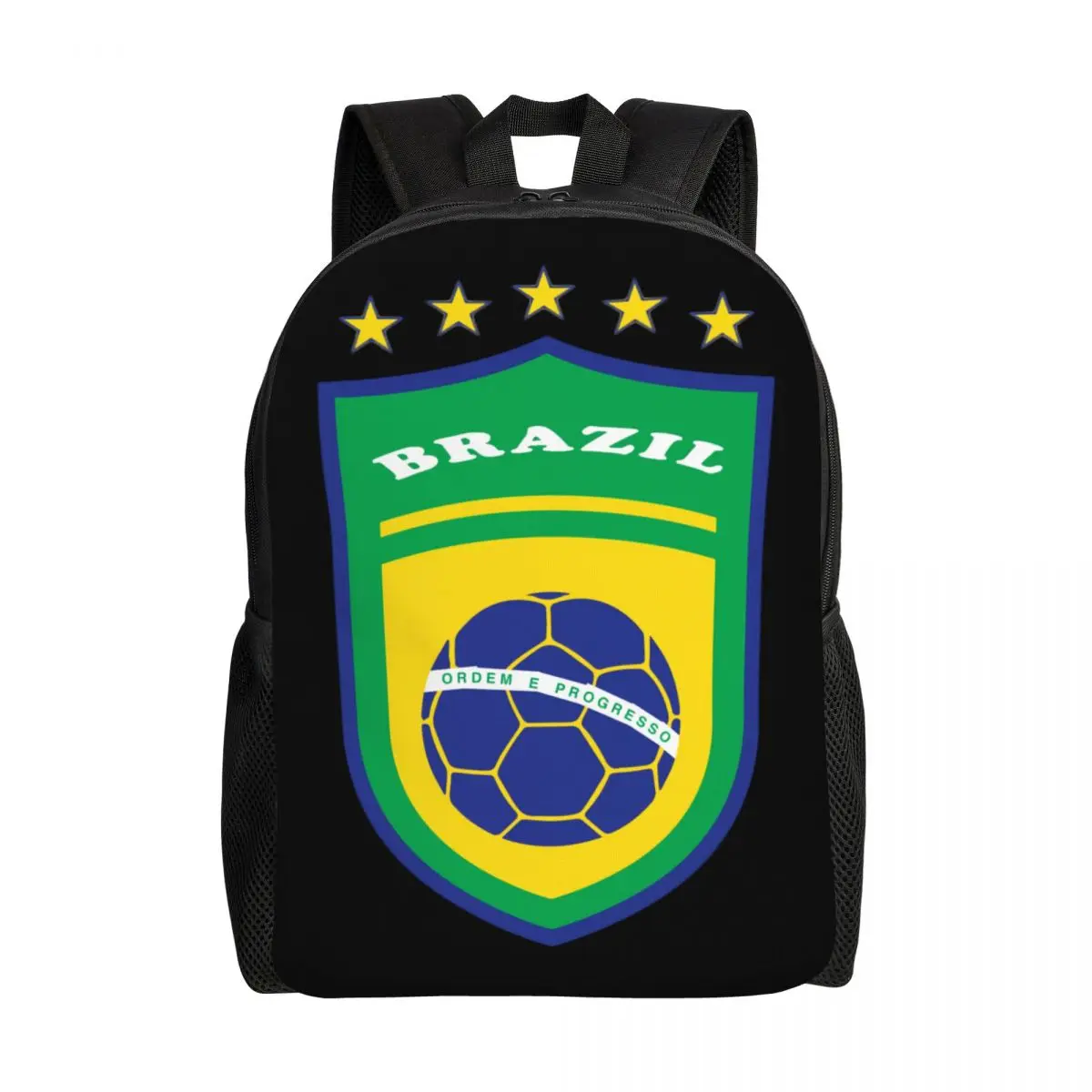 Flag Of Brazil Football Backpack for Men Women College School Students Bookbag Fits 15 Inch Laptop Brazilian Proud Bags