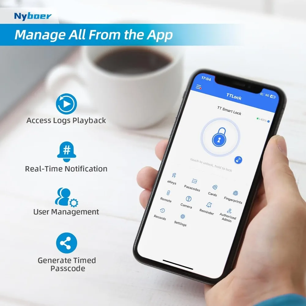 Fechadura inteligente de vídeo com câmera WiFi com impressão digital, entrada sem chave, teclado digital eletrônico com alça