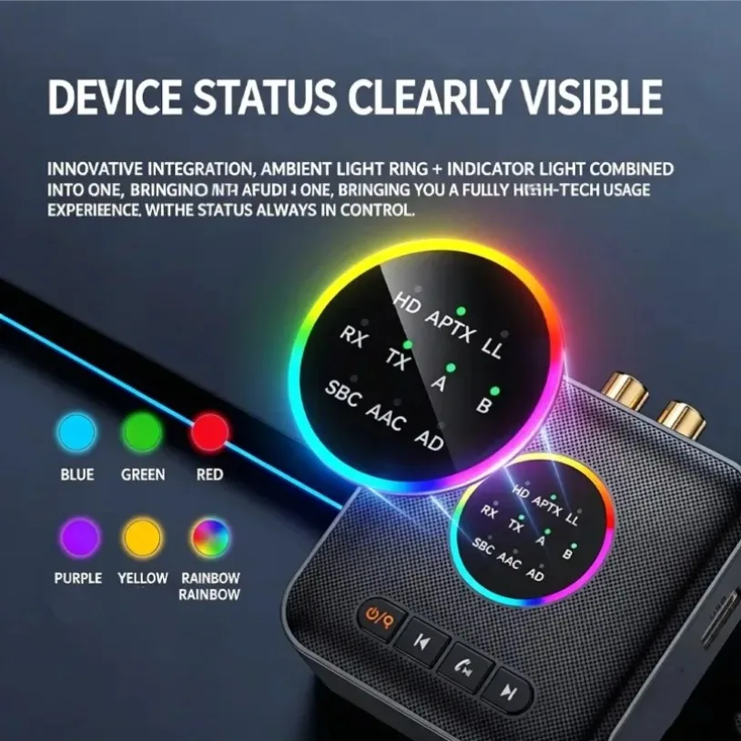Stereo Bluetooth 5.2 2in1 Wireless Audio Transmitter Receiver Low Latency Adapter USB Disk Play For TV Speaker Bluetooth Headset