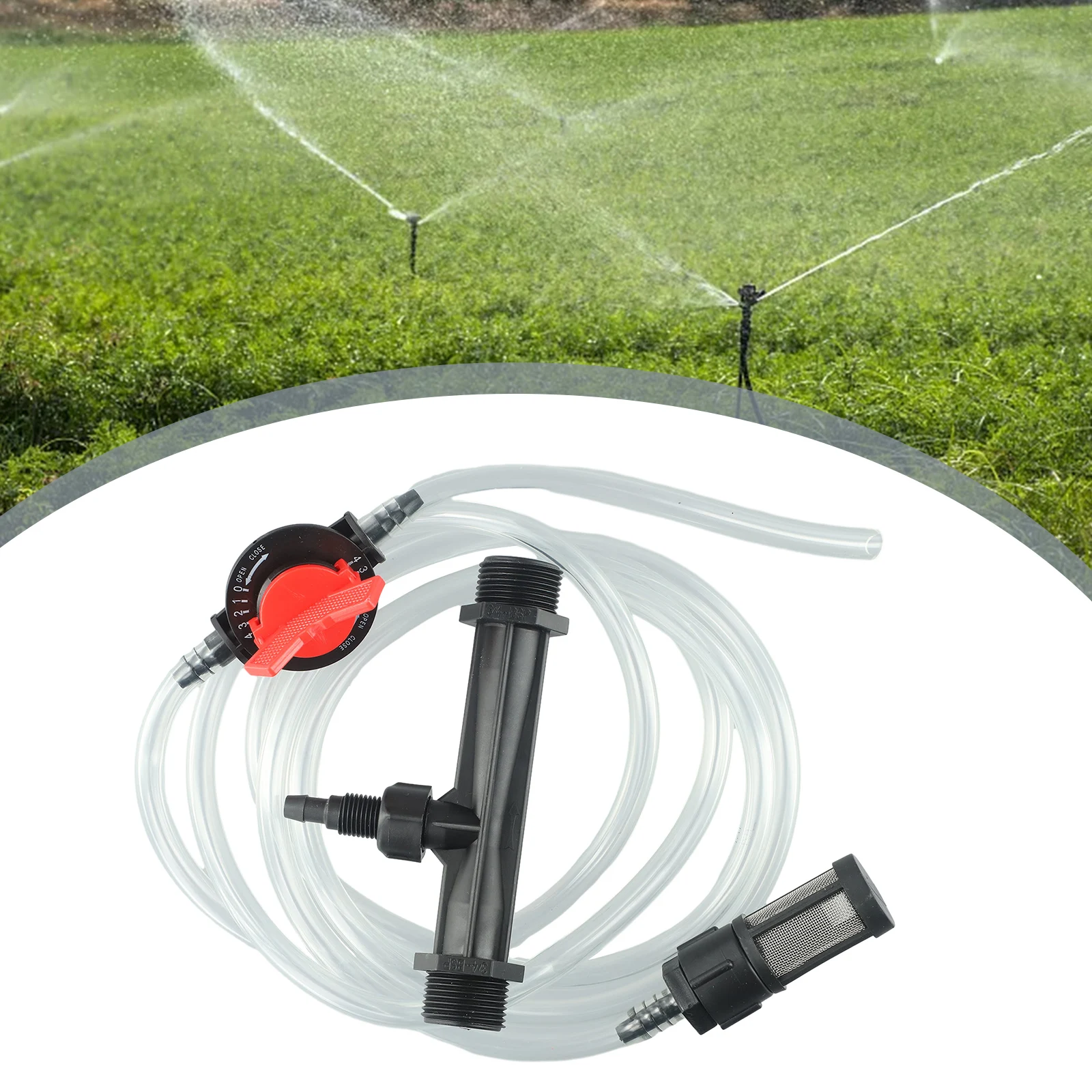 3/4 Venturi Fertilizer Injector for Garden Irrigation System with Switch and Water Tube Compatible with Threads
