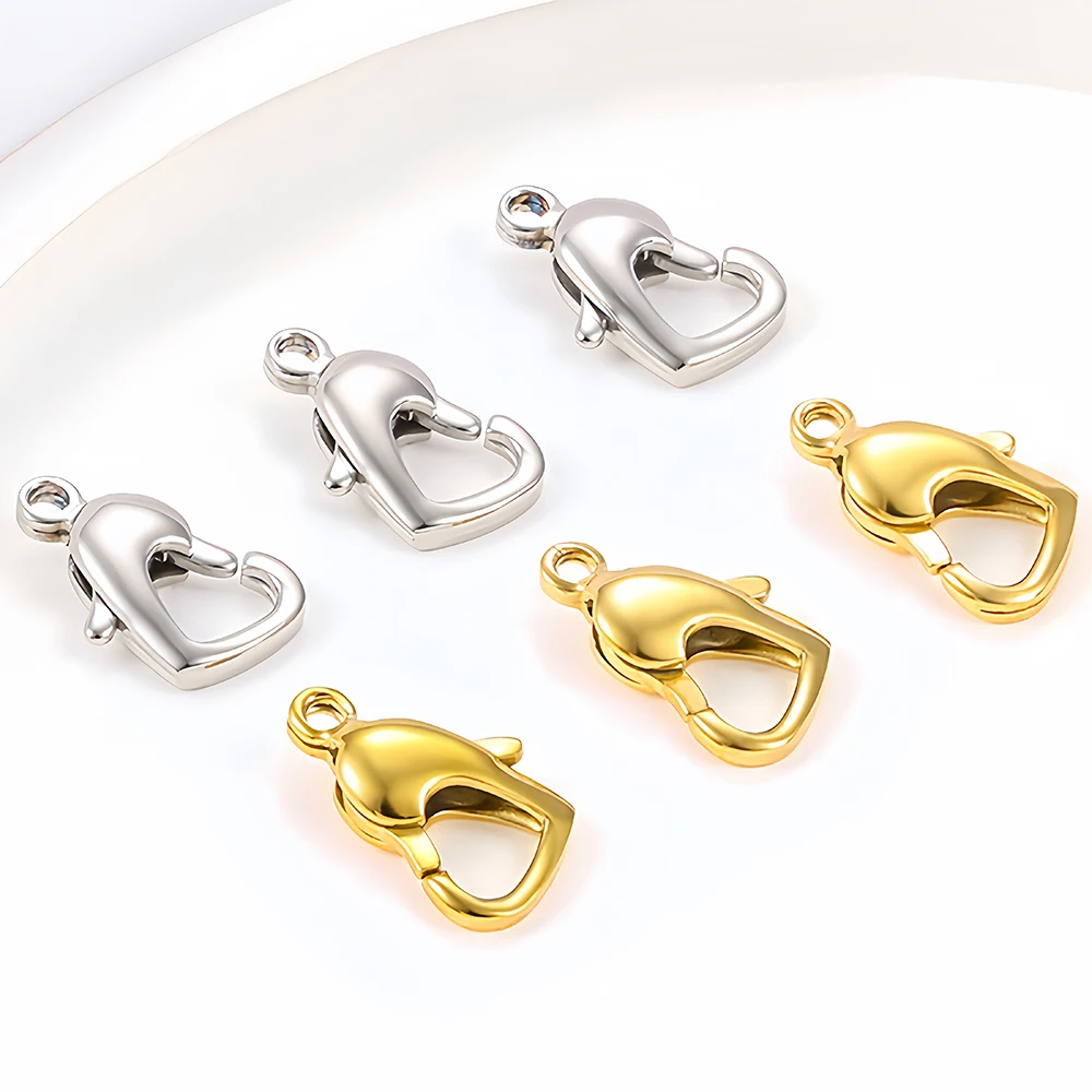 Edelstahl-Hummerklammern, Hakenverbinder in Herzform für DIY-Schmuck, Halsketten, Armbänder, Zubehör und Accessoires – Detail 8