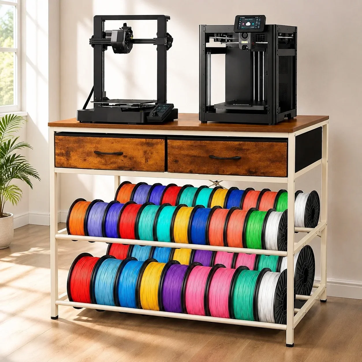 USA Stock 3D Printer Stand with Filaments Storage, Sturdy 39.4