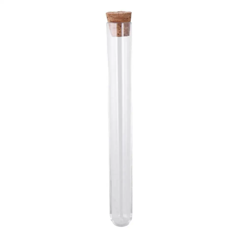 Wide Application with Cork Stoppers Plastic Test Tubes Round Base Container for Scientific Experiments Storage