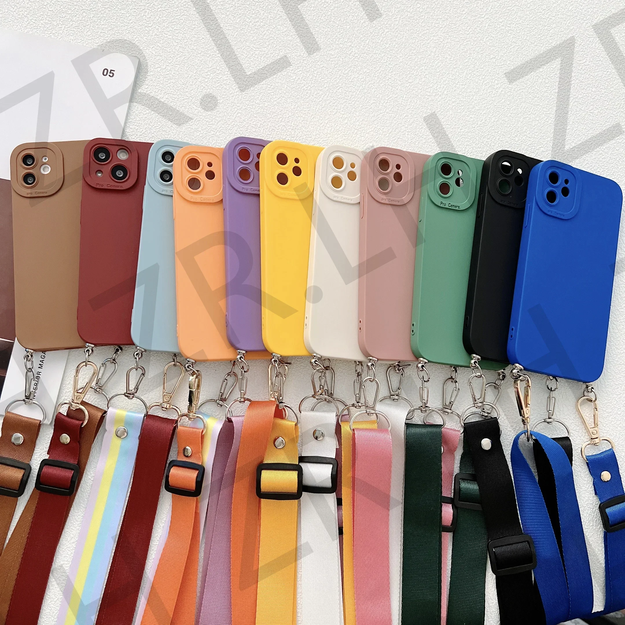 Crossbody Necklace Lanyard Chain Phone Case For iPhone 16 15 14 13 11 12 Pro Max XS X 7 8 Plus XR Silicone TPU Case - náhled 3