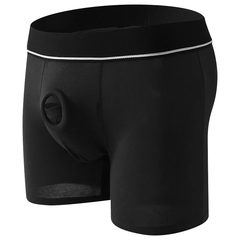 Men\'s Boxers Front Hole Underwear Bullet Separation Panties Long Legs Underpants Sports Breathable Wear-Resistant Knickers