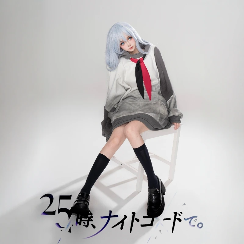 

Project Sekai Colorful Stage Yoisaki Kanade Cosplay Costume Grey Hooded hoodie Cosplay Halloween Set