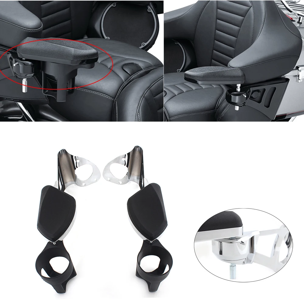 

Motorcycle Part Drinking Holder Cup Adjustable Passenger Armrest Bracket For Harley Touring Electra Glide Road Glide Ultra 2014+