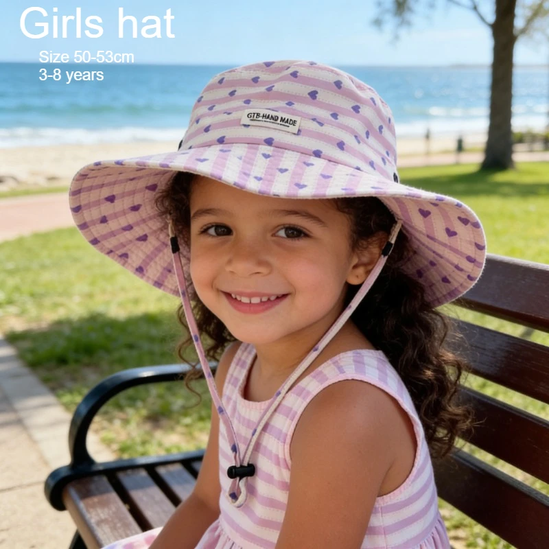 

Детская летняя панама от солнца 50-53 см для девочек и мальчиков 3-8 лет, с козырьком, бантом, повседневная, для пляжа, с защитой от УФ-лучей, регулируемая