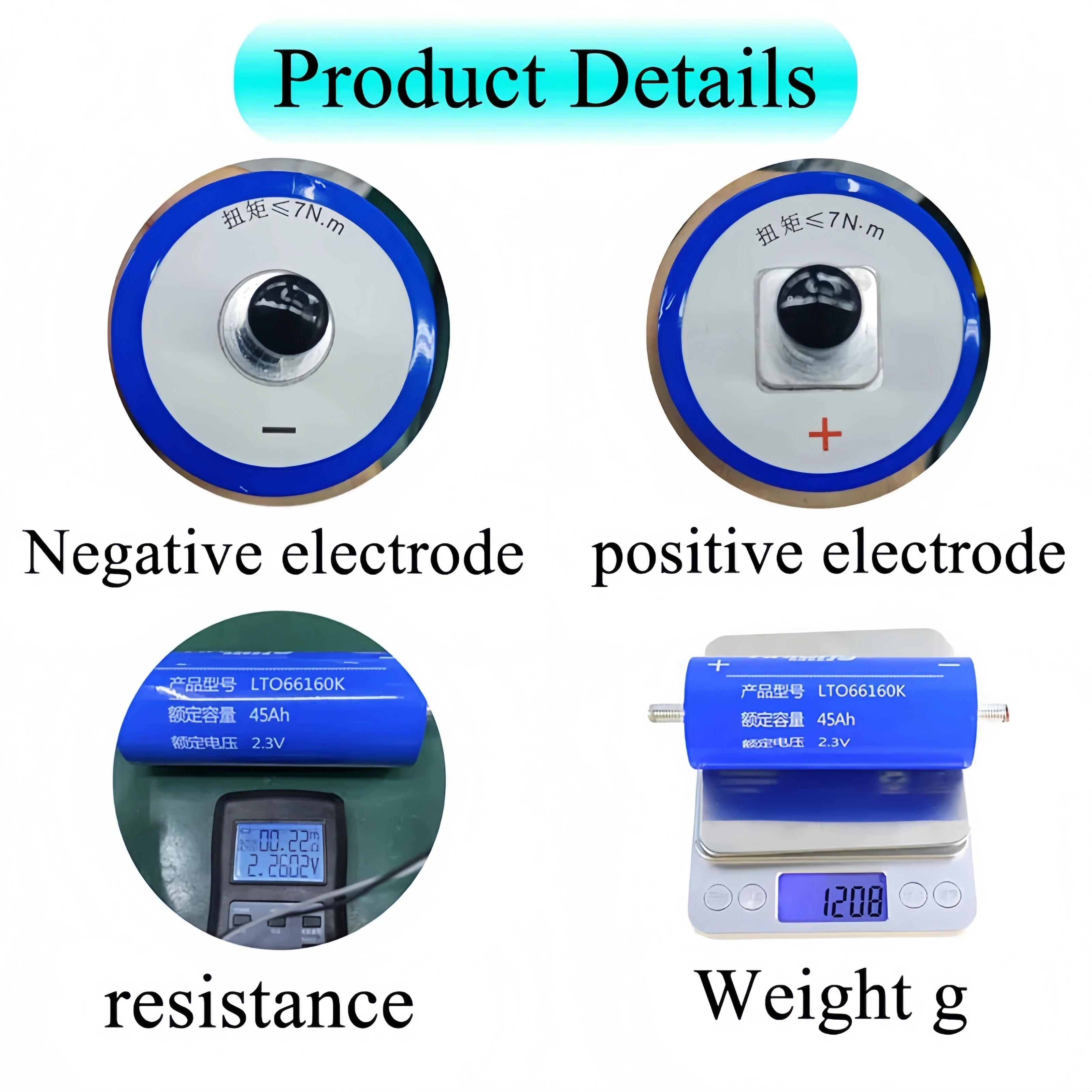 Akumulator litowo-tytanowy Yinlong 2.3V 45Ah LTO 66160K klasy A do samodzielnego montażu 12V 24V 48V do łodzi elektrycznych, paneli słonecznych, głośników, samochodów i zasilania.
